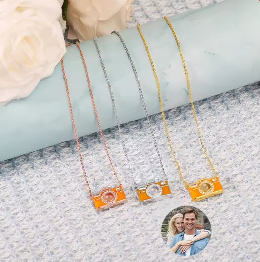 Camera Multi-language Projection Clavicle Pendant Necklace