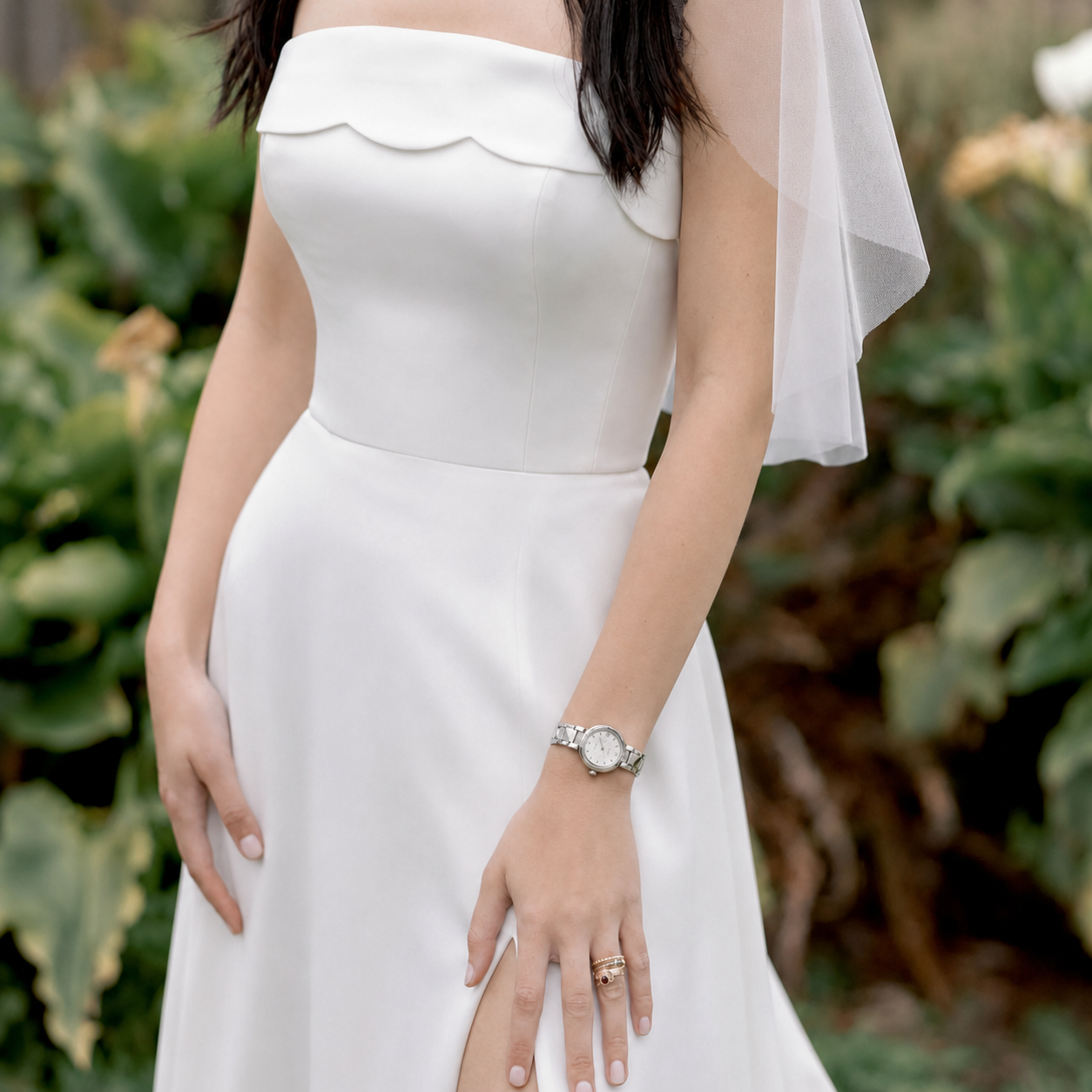 Bride wearing the Celestia silver watch